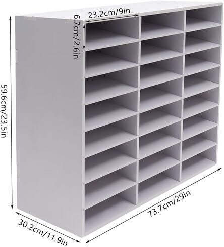 27 Compartments Literature Organizer, Desktop File Sorter Mail Center Paper Storage Cabinet Classroom Mailbox for Files Documents Papers Magazines(White) (White 27Slots) in Saudi Arabia