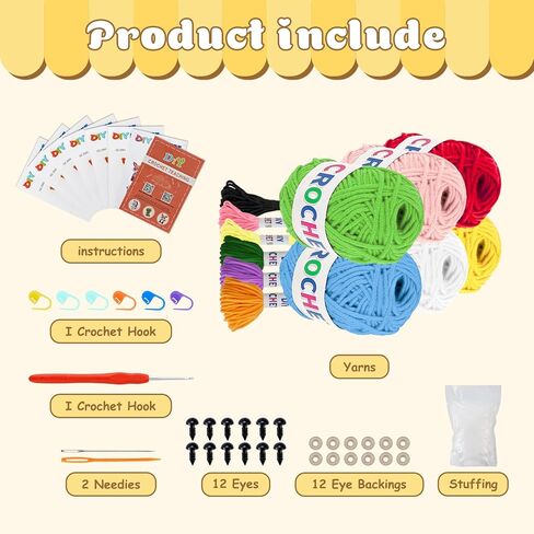 Flashbee 6pcs Crochet Kit للمبتدئين ، 2026 Knitting Kit Craft Knitting Crochet Kits مع دروس فيديو خطوة بخطوة ، مجموعة الكروشيه المبتدئين للبالغين in Kuwait