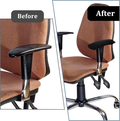 4 Pcs Office Chair Arm Covers, Chair Arm Covers Desk Chairs Arms Cover Elastic Chairs Armrest Cover Armrest Protector Washable Rest Slipcovers Stretch Arms Rest Slipcovers for Hand(Black) in Kuwait