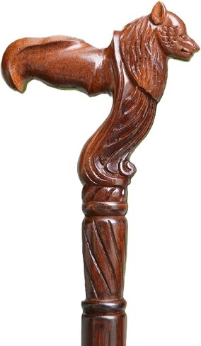 Wooden Hand Carved Wolf Head Walking Cane With Natural Wood Grain - 36" Unique Design Premium Wood Craved With Ergonomic Palm Grip Handle Wood Carved Walking Cane Gift For Men Women in Saudi Arabia