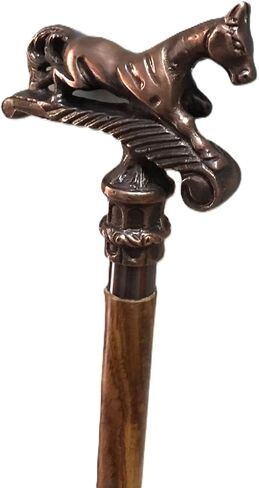 Wooden Horse Head Engraved Hand carved Cane - Premium Wood Carved Walking Stick Cane With Ergonomic Palm Grip Handle - 36" Brown Handmade Elegant Carved Walking Stick For Men Women in Saudi Arabia