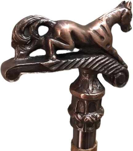 Wooden Horse Head Engraved Hand carved Cane - Premium Wood Carved Walking Stick Cane With Ergonomic Palm Grip Handle - 36" Brown Handmade Elegant Carved Walking Stick For Men Women in Saudi Arabia