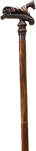 Wooden Horse Head Engraved Hand carved Cane - Premium Wood Carved Walking Stick Cane With Ergonomic Palm Grip Handle - 36" Brown Handmade Elegant Carved Walking Stick For Men Women in Saudi Arabia