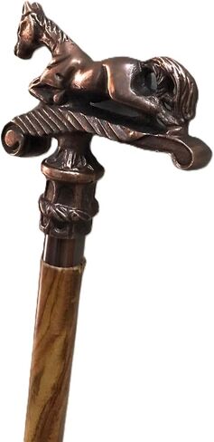 Wooden Horse Head Engraved Hand carved Cane - Premium Wood Carved Walking Stick Cane With Ergonomic Palm Grip Handle - 36" Brown Handmade Elegant Carved Walking Stick For Men Women in Saudi Arabia