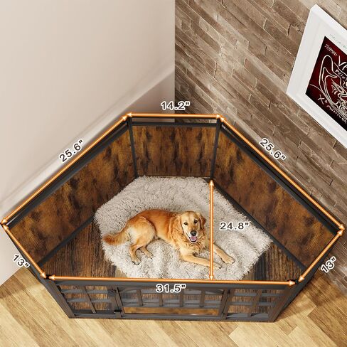 COZPAW Corner Dog Crate Furniture, 52 Inch Large Dog Kennel Indoor Wooden End Table, Modern Dog Cage Decorative Pet House TV Stand for Medium Large Dogs,Vintage Brown in Kuwait