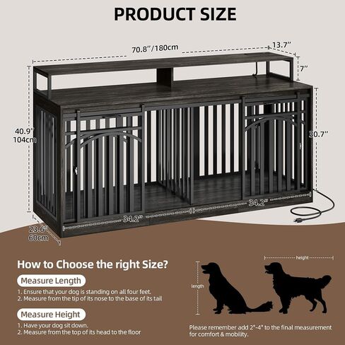 DWVO 55" Extra Large Dog Crate Furniture, Heavy Duty Metal Dog Kennel TV Stand with Sliding Door, Wooden Dog Cage Table with Dog Bowl for Extra Large Medium Dogs or 2 Small Dogs, Rustic Brown in Saudi Arabia