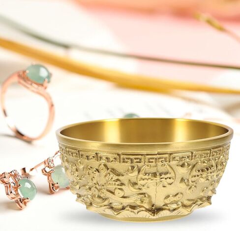 PRETYZOOM Chinese Feng Shui Treasure Basin, Brass Fortune Offering Bowl, Decorative Good Luck Wealth Money Bowl for Home Office - 8x8x3.8cm in Saudi Arabia