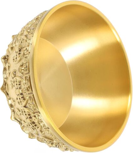 PRETYZOOM Chinese Feng Shui Treasure Basin, Brass Fortune Offering Bowl, Decorative Good Luck Wealth Money Bowl for Home Office - 8x8x3.8cm in Saudi Arabia