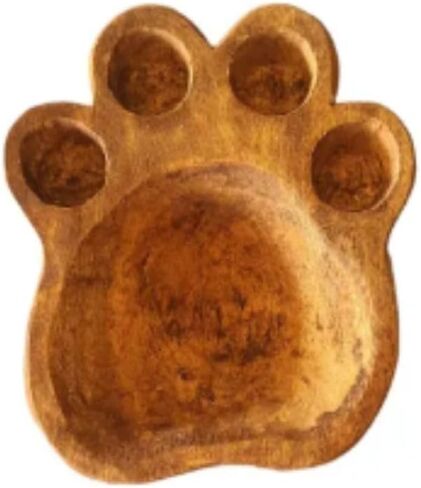 paw shaped print 5 groves solid quality wooden decorative dish hand carved luxury bowl approx.10x9x2 waxed in Saudi Arabia