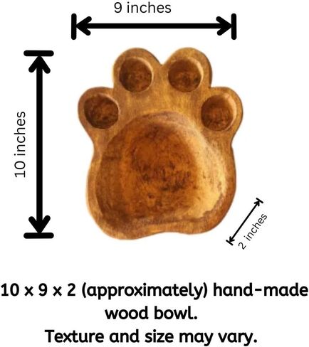 paw shaped print 5 groves solid quality wooden decorative dish hand carved luxury bowl approx.10x9x2 waxed in Saudi Arabia