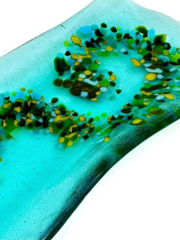 Beach Inspired Gift for Her Aquamarine Decorative Glass Dish in Saudi Arabia