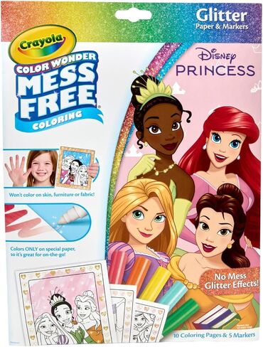 Crayola Color Wonder Disney Princess Glitter Pages & Mess Free Free ، مجموعة تلوين ، هدية للأطفال الصغار 3 وما فوق in Kuwait