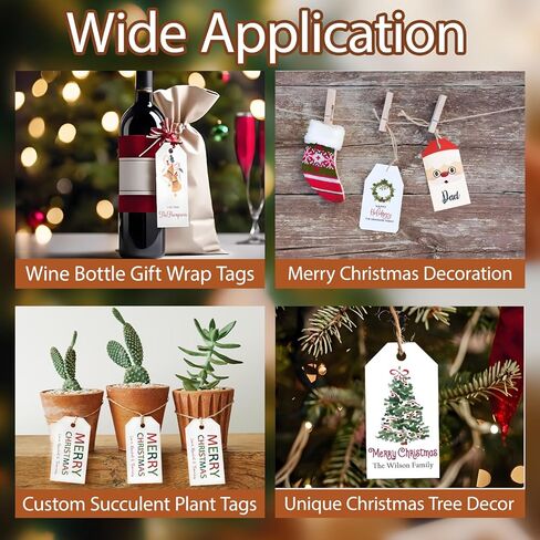 50pcs علامات هدايا عيد ميلاد مخصصة مخصصة مع اسم عائلتك وسنة ، فريدة من نوعها تصميم شجرة عيد الميلاد Santa Design Agtag (علامة مستطيلة) in Kuwait
