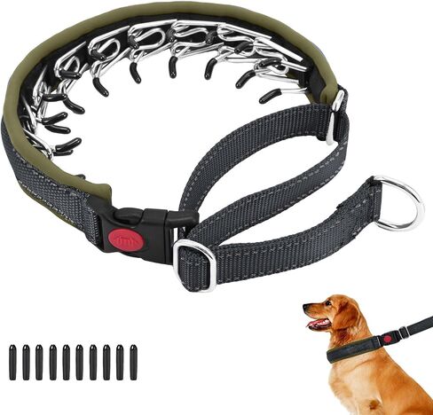 Martingale No Pull Cog Collar للكلاب الكبيرة المتوسطة الصغيرة ، والنيايلون الثقيلة عاكسة قابلة للتعديل طوق الانزلاق السحب مع مشبك للتدريب على المشي M الأسود الجيش الأخضر in Kuwait