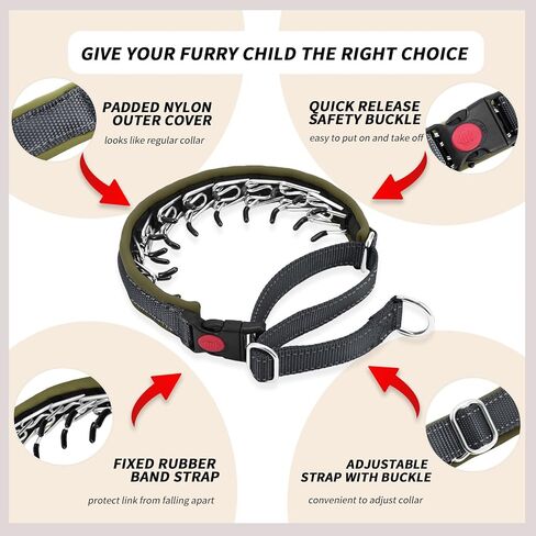 Martingale No Pull Cog Collar للكلاب الكبيرة المتوسطة الصغيرة ، والنيايلون الثقيلة عاكسة قابلة للتعديل طوق الانزلاق السحب مع مشبك للتدريب على المشي M الأسود الجيش الأخضر in Kuwait