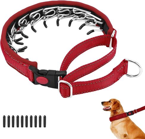 Martingale No Pull Cog Collar للكلاب الكبيرة المتوسطة الصغيرة ، والنيايلون الثقيلة عاكسة قابلة للتعديل طوق الانزلاق السحب مع مشبك للتدريب المشي S الأحمر in Kuwait