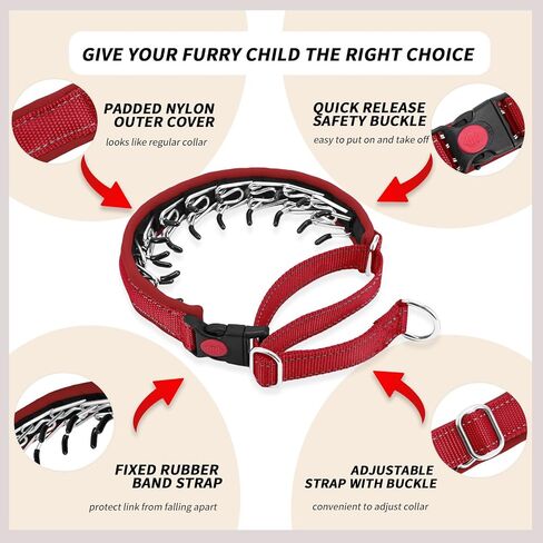 Martingale No Pull Cog Collar للكلاب الكبيرة المتوسطة الصغيرة ، والنيايلون الثقيلة عاكسة قابلة للتعديل طوق الانزلاق السحب مع مشبك للتدريب المشي S الأحمر in Kuwait
