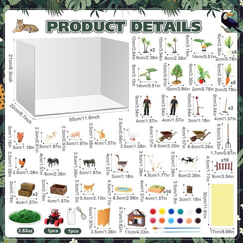 Leinuosen 62 Pcs Diorama Kit Diorama Supplies Include Animals Figures Model Fake Tree Rocks Light Watercolor Painting Set with Gift Box for Birthday Party Favor DIY Crafts(Forest Style) in Saudi Arabia