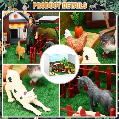Leinuosen 62 Pcs Diorama Kit Diorama Supplies Include Animals Figures Model Fake Tree Rocks Light Watercolor Painting Set with Gift Box for Birthday Party Favor DIY Crafts(Forest Style) in Saudi Arabia