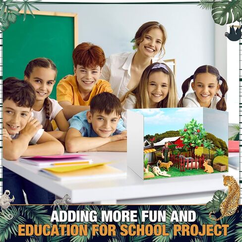 Leinuosen 62 Pcs Diorama Kit Diorama Supplies Include Animals Figures Model Fake Tree Rocks Light Watercolor Painting Set with Gift Box for Birthday Party Favor DIY Crafts(Forest Style) in Saudi Arabia