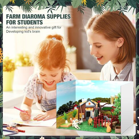 Leinuosen 62 Pcs Diorama Kit Diorama Supplies Include Animals Figures Model Fake Tree Rocks Light Watercolor Painting Set with Gift Box for Birthday Party Favor DIY Crafts(Forest Style) in Saudi Arabia