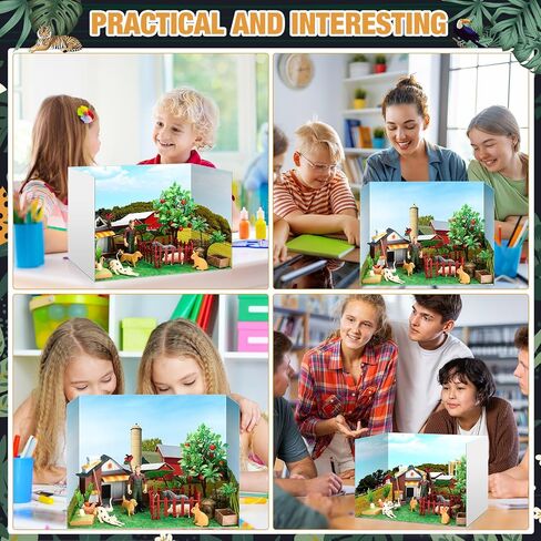 Leinuosen 62 Pcs Diorama Kit Diorama Supplies Include Animals Figures Model Fake Tree Rocks Light Watercolor Painting Set with Gift Box for Birthday Party Favor DIY Crafts(Forest Style) in Saudi Arabia