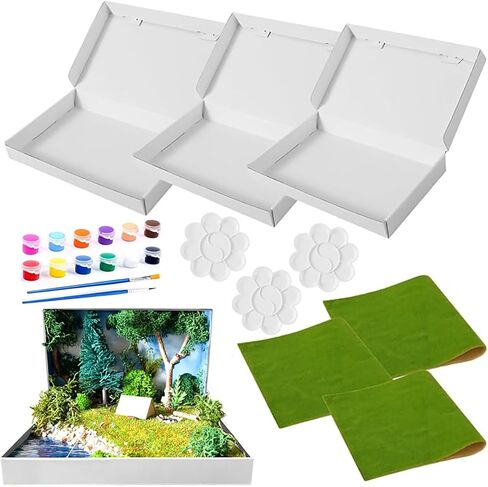 Ecmln 9Pcs Diorama Kit 13.7"x8.2"x2.25" Rectangle Diorama DIY Project Shoe Boxes for Boys Girls DIY Crafts School Projects in Kuwait