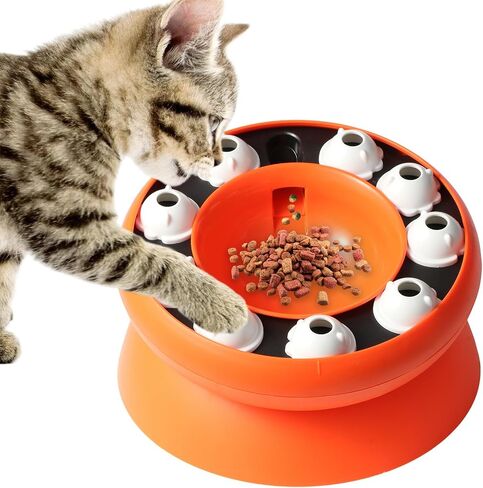 Cat Puzzle Feeder وعاء الطعام البطيء - وعاء التغذية البطيء التفاعلي للقطط الداخلية ، وعلاج لعبة إثراء التخصيب ، والتحفيز العقلي وإغاثة الملل (الوردي) in Saudi Arabia