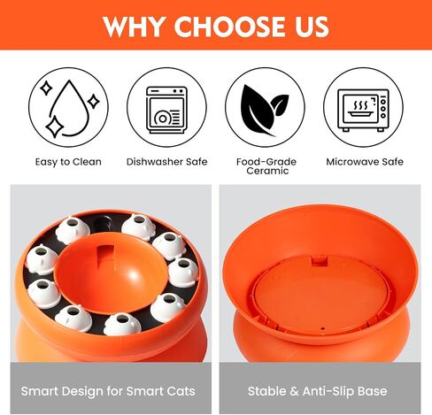 Cat Puzzle Feeder وعاء الطعام البطيء - وعاء التغذية البطيء التفاعلي للقطط الداخلية ، وعلاج لعبة إثراء التخصيب ، والتحفيز العقلي وإغاثة الملل (الوردي) in Saudi Arabia