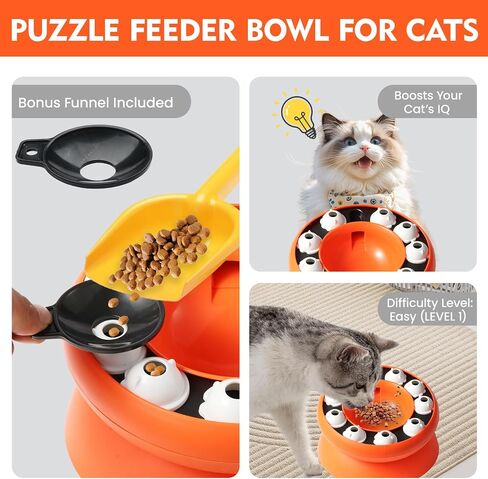 Cat Puzzle Feeder وعاء الطعام البطيء - وعاء التغذية البطيء التفاعلي للقطط الداخلية ، وعلاج لعبة إثراء التخصيب ، والتحفيز العقلي وإغاثة الملل (الوردي) in Saudi Arabia