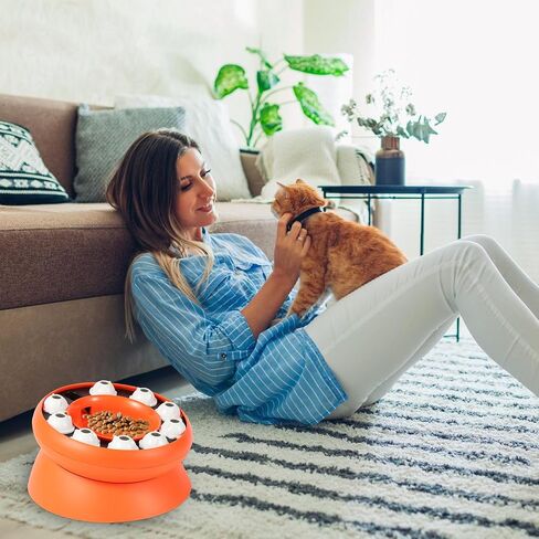 Cat Puzzle Feeder وعاء الطعام البطيء - وعاء التغذية البطيء التفاعلي للقطط الداخلية ، وعلاج لعبة إثراء التخصيب ، والتحفيز العقلي وإغاثة الملل (الوردي) in Saudi Arabia
