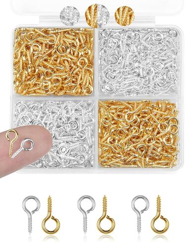 310pcs Gold Small Screw Eye Pins for Jewelry Making & DIY Crafts, Mini Eyelet Screws for Art Projects & Bead Charms, Tiny Eye Hooks, Mini Eyelet Hooks for Cork Top Bottles (5mm) in Saudi Arabia