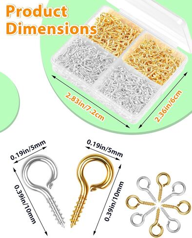310pcs Gold Small Screw Eye Pins for Jewelry Making & DIY Crafts, Mini Eyelet Screws for Art Projects & Bead Charms, Tiny Eye Hooks, Mini Eyelet Hooks for Cork Top Bottles (5mm) in Saudi Arabia