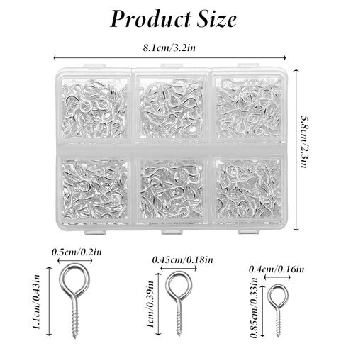 Giantree 400 PCS إبر العين الصغيرة المسمار ، مسامير ربط العين ، 3 أحجام من مسامير العيينة الصغيرة ، إكسسوارات الديكور ، والسنانير إبرة العيينة مثالية لصنع المجوهر in Kuwait