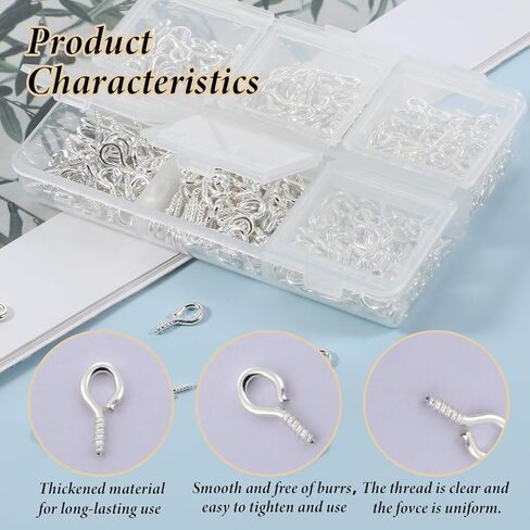 Giantree 400 PCS إبر العين الصغيرة المسمار ، مسامير ربط العين ، 3 أحجام من مسامير العيينة الصغيرة ، إكسسوارات الديكور ، والسنانير إبرة العيينة مثالية لصنع المجوهر in Kuwait
