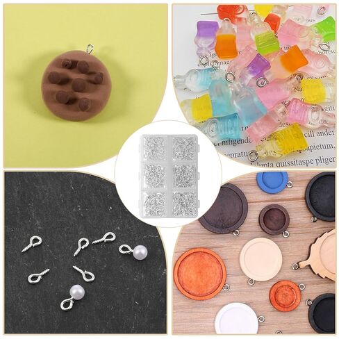 Giantree 400 PCS إبر العين الصغيرة المسمار ، مسامير ربط العين ، 3 أحجام من مسامير العيينة الصغيرة ، إكسسوارات الديكور ، والسنانير إبرة العيينة مثالية لصنع المجوهر in Kuwait