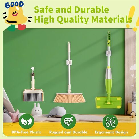 Kids Spray Mop,Toddler Mop Cleaning Set, Real Working Mini Mop & Kids Broom Dustpan Set, Housekeeping Pretend Play Toy, Montessori Kid Cleaning Toy Set Includes Organizer Clip -Green in Kuwait