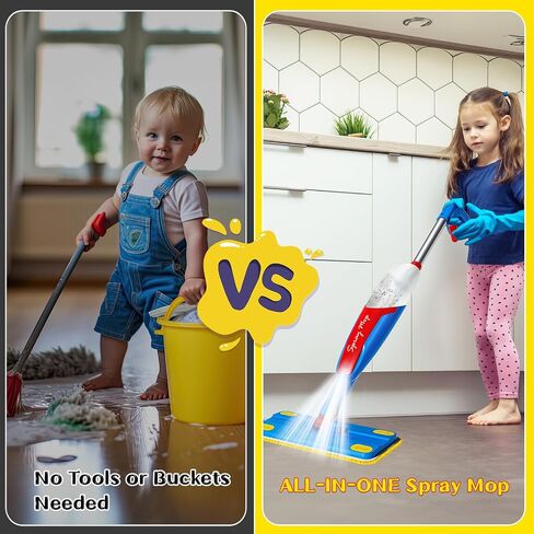 مجموعة تنظيف الأطفال Mop تنظف في الواقع ، Mini Stiddler Size Kids Pray Mop Works حقًا ، وأعمال صغيرة قابلة للفصل Mop Interactive Kid Play Play Gift for Boys Girls in Kuwait