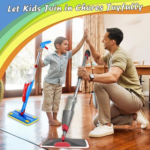 مجموعة تنظيف الأطفال Mop تنظف في الواقع ، Mini Stiddler Size Kids Pray Mop Works حقًا ، وأعمال صغيرة قابلة للفصل Mop Interactive Kid Play Play Gift for Boys Girls in Kuwait