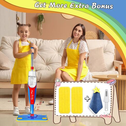 مجموعة تنظيف الأطفال Mop تنظف في الواقع ، Mini Stiddler Size Kids Pray Mop Works حقًا ، وأعمال صغيرة قابلة للفصل Mop Interactive Kid Play Play Gift for Boys Girls in Kuwait