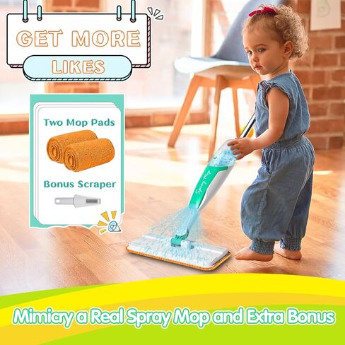 مجموعة تنظيف الأطفال Mop تنظف في الواقع ، Mini Stiddler Size Kids Pray Mop Works حقًا ، وأعمال صغيرة قابلة للفصل Mop Interactive Kid Play Play Gift for Boys Girls in Kuwait
