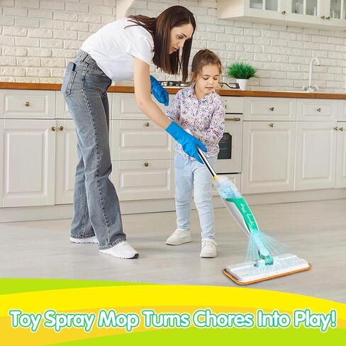 مجموعة تنظيف الأطفال Mop تنظف في الواقع ، Mini Stiddler Size Kids Pray Mop Works حقًا ، وأعمال صغيرة قابلة للفصل Mop Interactive Kid Play Play Gift for Boys Girls in Kuwait