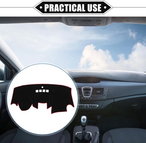 غطاء لوحة القيادة متوافق مع Ford Fiesta 2011-2019، غطاء حماية لوحة القيادة من البوليستر الأسود غير القابل للانزلاق in Saudi Arabia