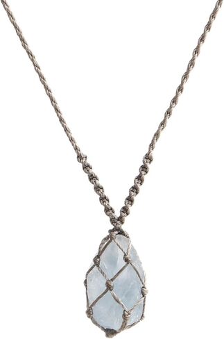 Handmade Celestite Macramé Necklace – Raw Celestine Crystal Pendant Jewelry, Adjustable Cord, Unique Gift for Women & Men in Saudi Arabia