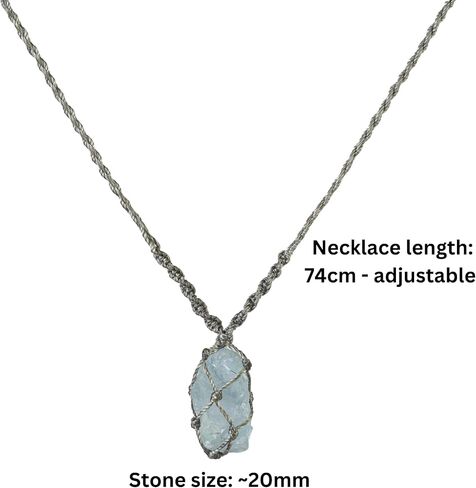 Handmade Celestite Macramé Necklace – Raw Celestine Crystal Pendant Jewelry, Adjustable Cord, Unique Gift for Women & Men in Saudi Arabia