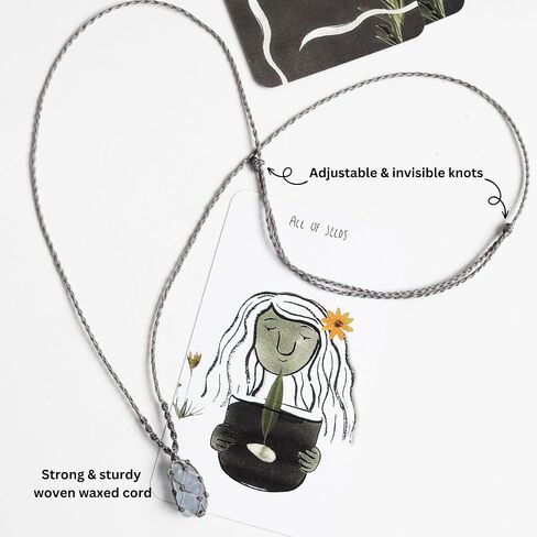 Handmade Celestite Macramé Necklace – Raw Celestine Crystal Pendant Jewelry, Adjustable Cord, Unique Gift for Women & Men in Saudi Arabia