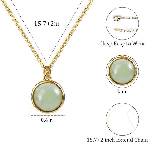 Exquisite Green Jade Necklace with Gold Frame – Unique Round Pendant Jade Jewelry for Women & Stylish Green and Gold Necklace Gift in Saudi Arabia