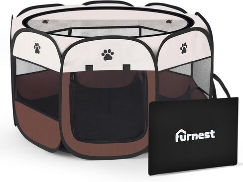 Pop-up Playpen for Puppy, Portable and Foldable Exercise Kennel Tent Crate Indoor/Outdoor Travel Camping, Removable Zipper Top in Saudi Arabia