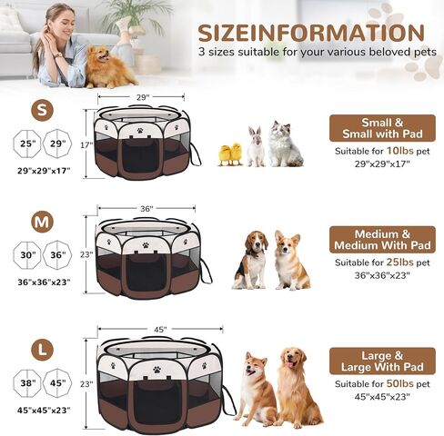 Pop-up Playpen for Puppy, Portable and Foldable Exercise Kennel Tent Crate Indoor/Outdoor Travel Camping, Removable Zipper Top in Saudi Arabia