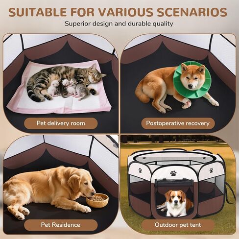 Pop-up Playpen for Puppy, Portable and Foldable Exercise Kennel Tent Crate Indoor/Outdoor Travel Camping, Removable Zipper Top in Saudi Arabia